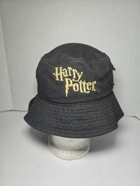 Y2k 2001 Harry Potter Black Bucket Hat with Gold Logo Unisex